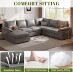 108 Inch Faux Leather Modular Sectional Sofa - Image 5