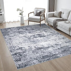 5x5 Area Rug Living Room Rug: Washable Modern Abstract Soft Thin Rug Indoor - Image 2