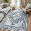 RELEANY Area Rugs 5'x8' Washable Non-Slip, Floral Vintage Distress Print by RELEANY