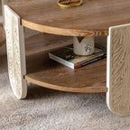 Carved Wooden Retro End Table, Double-Layer Storage Side Table - Image 5