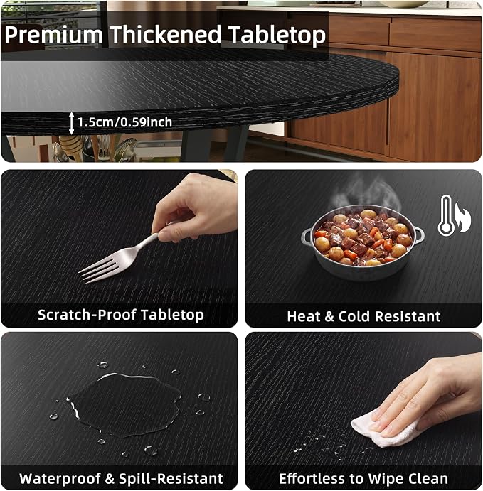 Wildhome Round Dining Table for 2-4, 43 Inch Dining Room Kitchen Table - Image 3