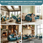 63" Small Loveseat Sofa for Small Spaces, Mid Century Modern Sofa, Linen - Image 6