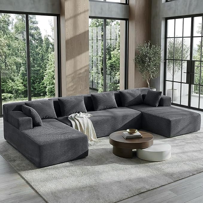 MONVANE 141" U Shaped Cloud Sectional Couch - Image 2