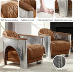 Art Leon Genuine Leather Accent Chair, Mid Century Industrial Armchair - Image 4