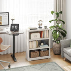 LINSY HOME 3-Tier Bookcase, Small Bookshelf Wood Display Storage Shelves - Image 2