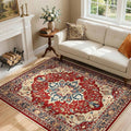 RELEANY Area Rugs 4'x6' Washable Non-Slip, Floral Vintage Distress Print by RELEANY