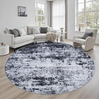 Round Area Rug for Living Room: 8 ft Washable Modern Abstract Soft Thin Rug by FXRHLP