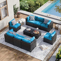 Aoxun 10 Piece Patio Furniture Set Wicker Rattan Patio Sectional Sofa Set by Aoxun