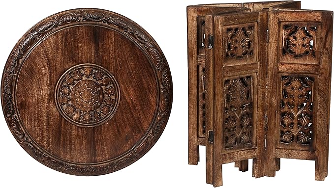 Lightnpro Handcrafted Wooden Round Accent Table - Image 4