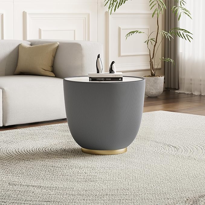 Round Marble Coffee Table Set of 2, 2 Piece White Coffee Table and End Table - Image 7