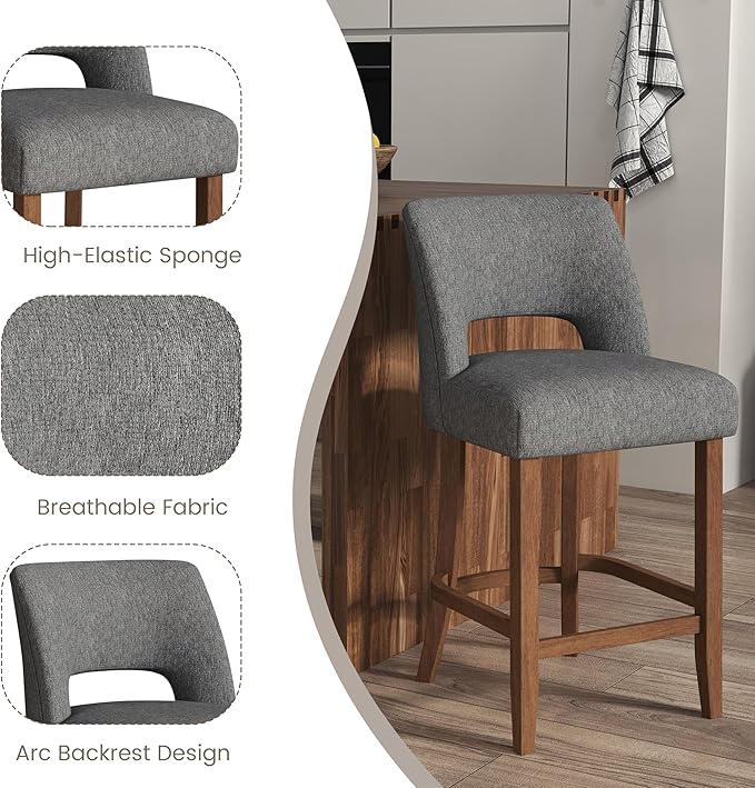 VKNOW Bar Stools Set of 2, Modern Counter Stools - Image 8