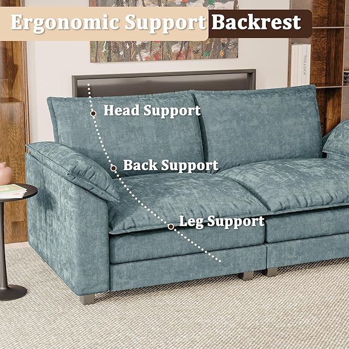 Modern Loveseat Sofa Chenille Cloud Couch - Image 5
