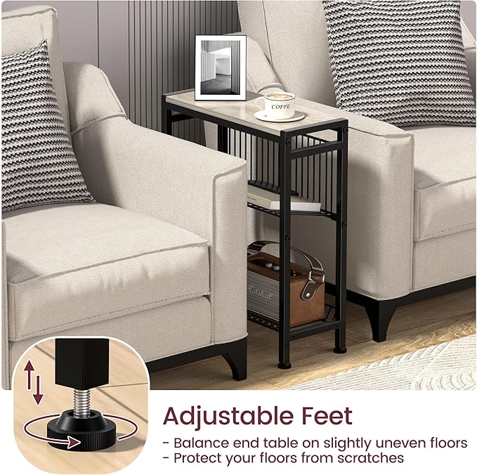 Narrow Side Table for Small Space, 3-Tier End Table - Image 7