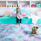 PAGISOFE 8x10 Area Rug, Cute Kawaii Purple Rainbow Rug - Image 8