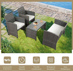 JAMFLY 4 Piece Outdoor Patio Furniture Set, Outdoor Wicker Rattan Chairs - Image 7