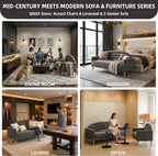 63" Small Loveseat Sofa for Small Spaces, Mid Century Modern Sofa, Linen - Image 6