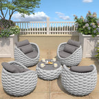 TWT 5-Piece Aluminum Patio Furniture Set, Outdoor Armchairs by TWT