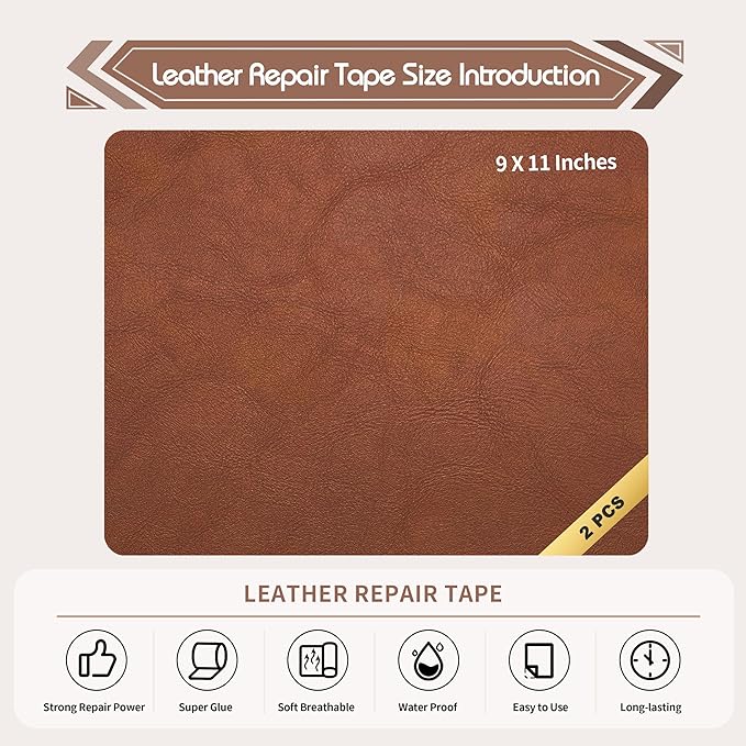 KING MOUNTAIN Leather Repair Patch, 2 Packs 9 x 11 Inches self Adhesive Leather - Image 2