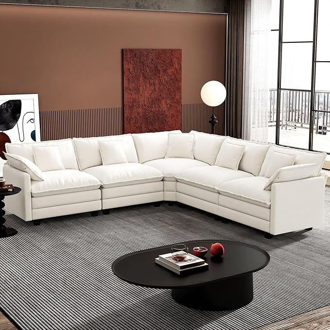 Ihanherry 114" V-Shaped Modern Sofa Modular Sectional Cloud Couch by iHanHerry