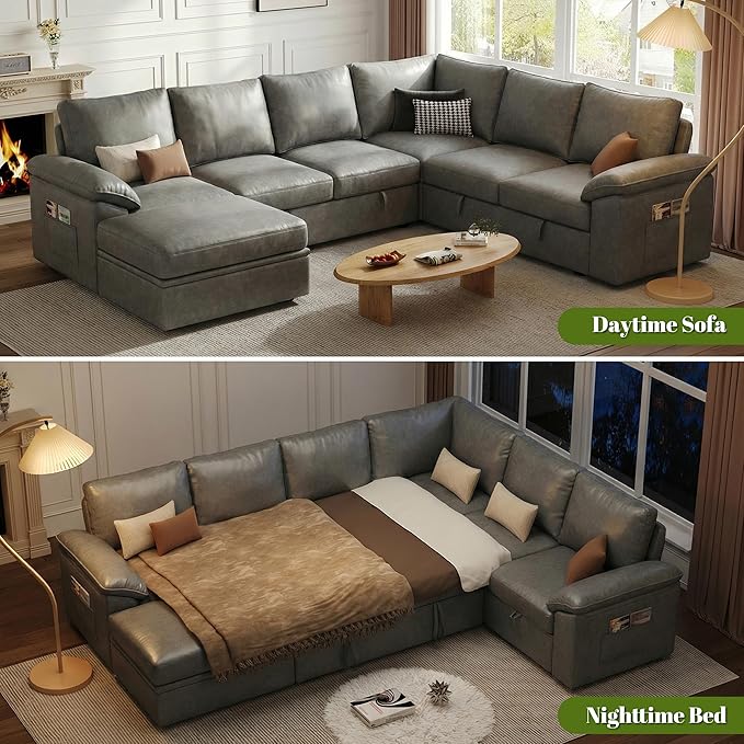 108 Inch Faux Leather Modular Sectional Sofa - Image 4