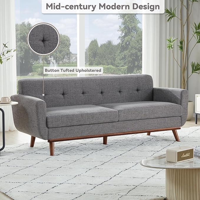Kingfun 77.2" W Loveseat Sofa, Mid Century Modern Decor Love Seat Couches - Image 7