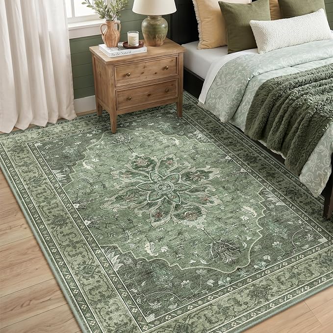 RELEANY Area Rugs 5'x7' Washable Non-Slip, Floral Vintage Distress Print - Image 3