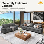 SUNSHINE VALLEY 3 Piece Living Room Sofa Furniture Set, Corduroy 2 Comfy Cloud - Image 8