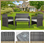 JAMFLY 4 Piece Outdoor Patio Furniture Set, Outdoor Wicker Rattan Chairs - Image 4