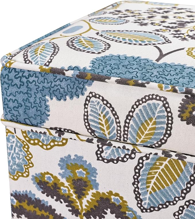Adeco 18 Inch Linen Storage Ottoman Cube, Upholstered Footstool - Image 6