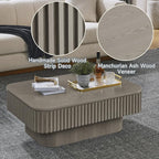 Lift Top Coffee Table for Living Room, Rectangle Handmade Solid Wood Strips - Image 5