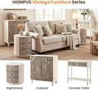 HOMPUS Round End Table Set 2, Fully Assembled Nightstand w 3 Storage Drawers - Image 6