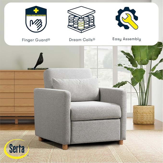 Serta® Corwin 36" Convertible Accent Chair, Dreamcoil® Comfort, FingerGuard® - Image 9