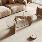 Honyee Morden Coffee Table, 42.5" x 28.5" x 16.1" Triangle Tempered Glass Top by Honyee