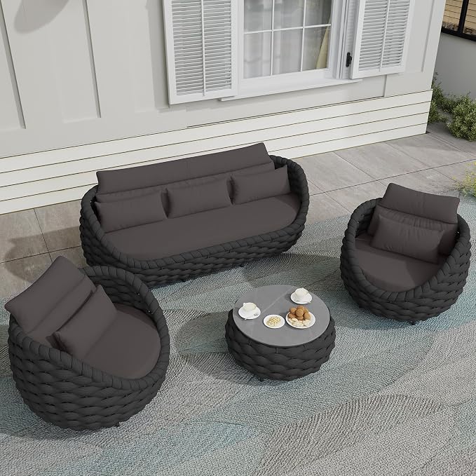 TWT 6-Piece Aluminum Patio Furniture Set, Modern Outdoor Conversation Set - Image 4