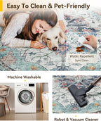 RELEANY Area Rugs Round 10ft Washable Non-Slip, Floral Vintage Distress Print - Image 5
