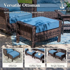 Patio Furniture Set with High Back Swivel Chairs, All-Weather Outdoor Wicker - Image 6