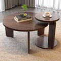 GDFStudio Round Nesting Coffee Table Set of 2, Modern Wooden Accent Side Table by GDFStudio