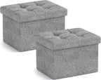 Ornavo Home Small Storage Ottoman, Foldable Collapsible Rectangle Linen Ottoman by OrnavoHome