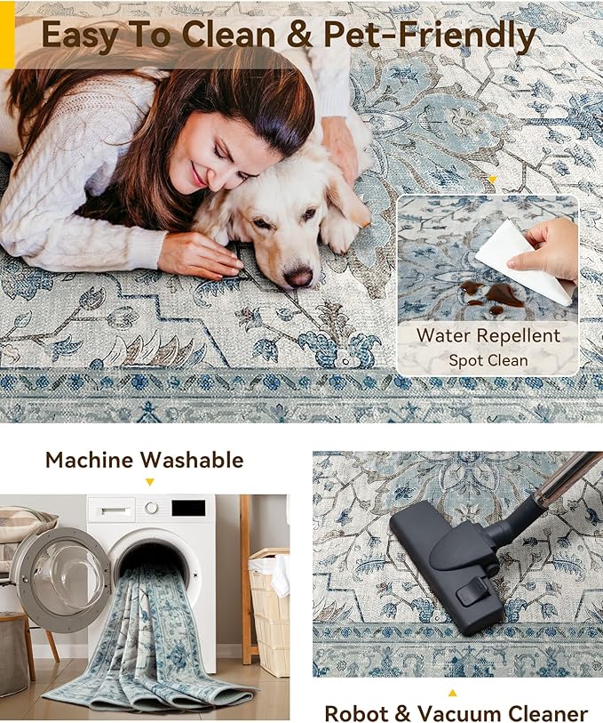 RELEANY Area Rugs 2'x9' Runner Rug Non Slip Washable - Image 5