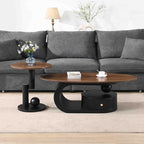 Modern Oval Coffee Table Set of 2, Wood Living Room Accent Coffee Table and by Henf