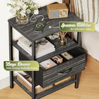 SUPERJARE Nightstand with Charging Station, Bed Side Table with Adjustable - Image 5