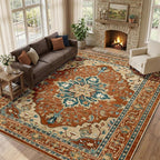 RELEANY Area Rugs 10'x12' Washable Non-Slip, Floral Vintage Distress Print - Image 2
