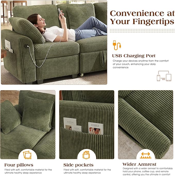 Ihanherry 83-inch 5-Seater Large Sectional Sofa Bed - Image 6