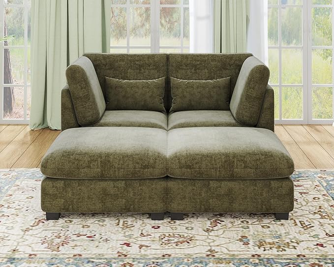 77" Oversized Chenille Couch Modular Sectional Sofa, Washable Cloud Couch by CHICHOUSE