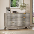 BORNOON Fluted 6 Drawer Dresser, 47.2" Wide Modern Boho Chest of Drawers by BORNOON