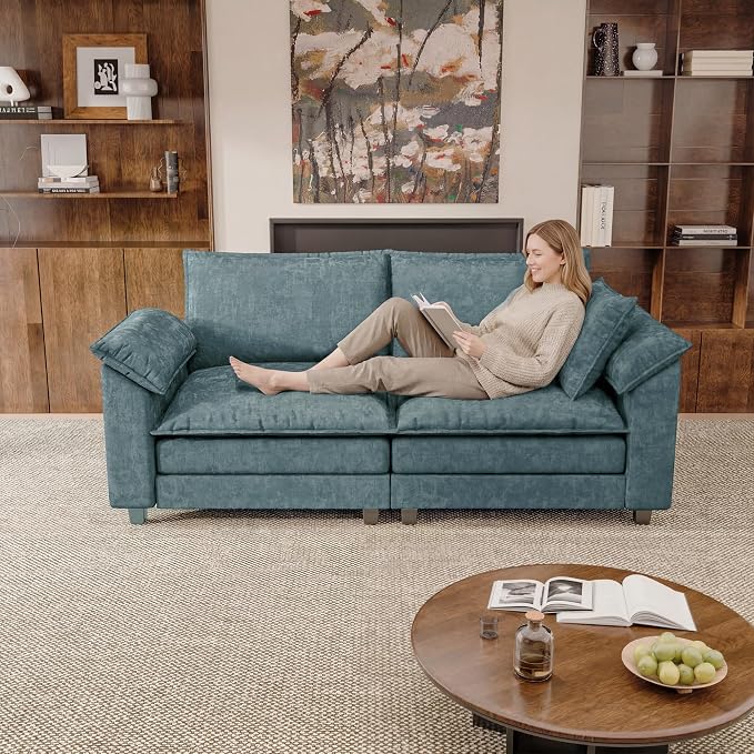 Modern Loveseat Sofa Chenille Cloud Couch - Image 6