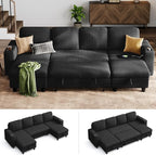LINSY HOME Sectional Sleeper Sofa Pull Out Couches by LINSYHOME