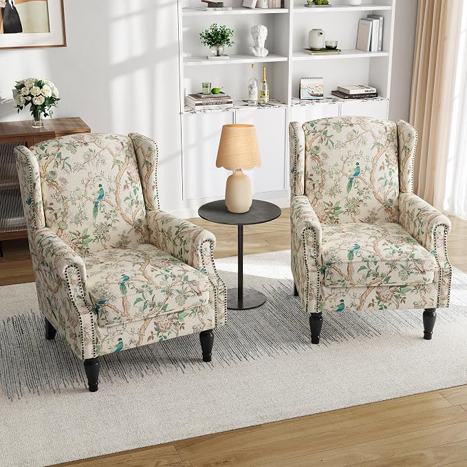 Pia Ricco High Back Floral Accent Chair - Image 5