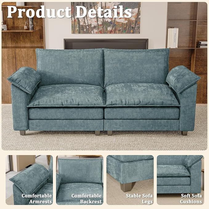 Modern Loveseat Sofa Chenille Cloud Couch - Image 3
