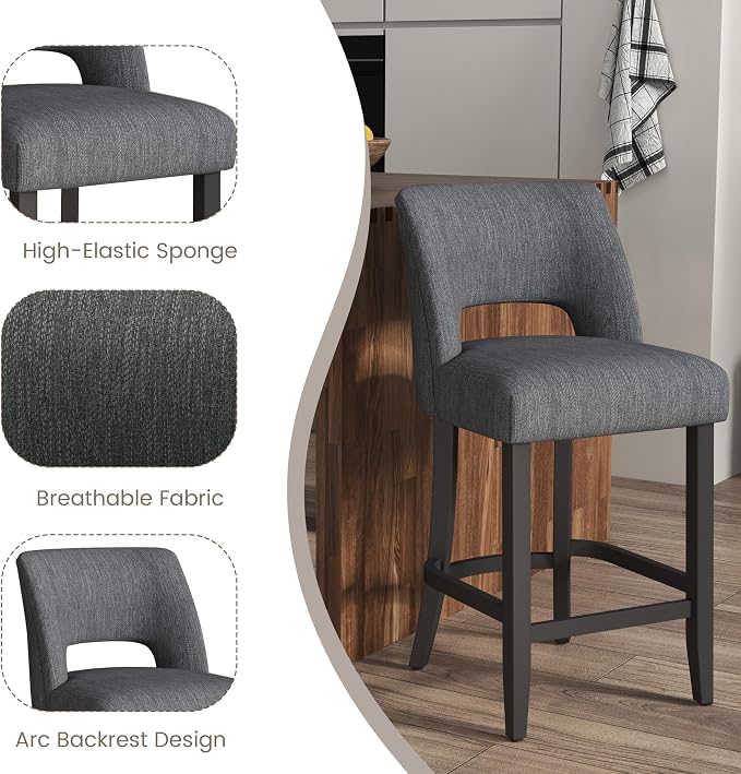 VKNOW Bar Stools Set of 4, Modern Counter Stools - Image 9